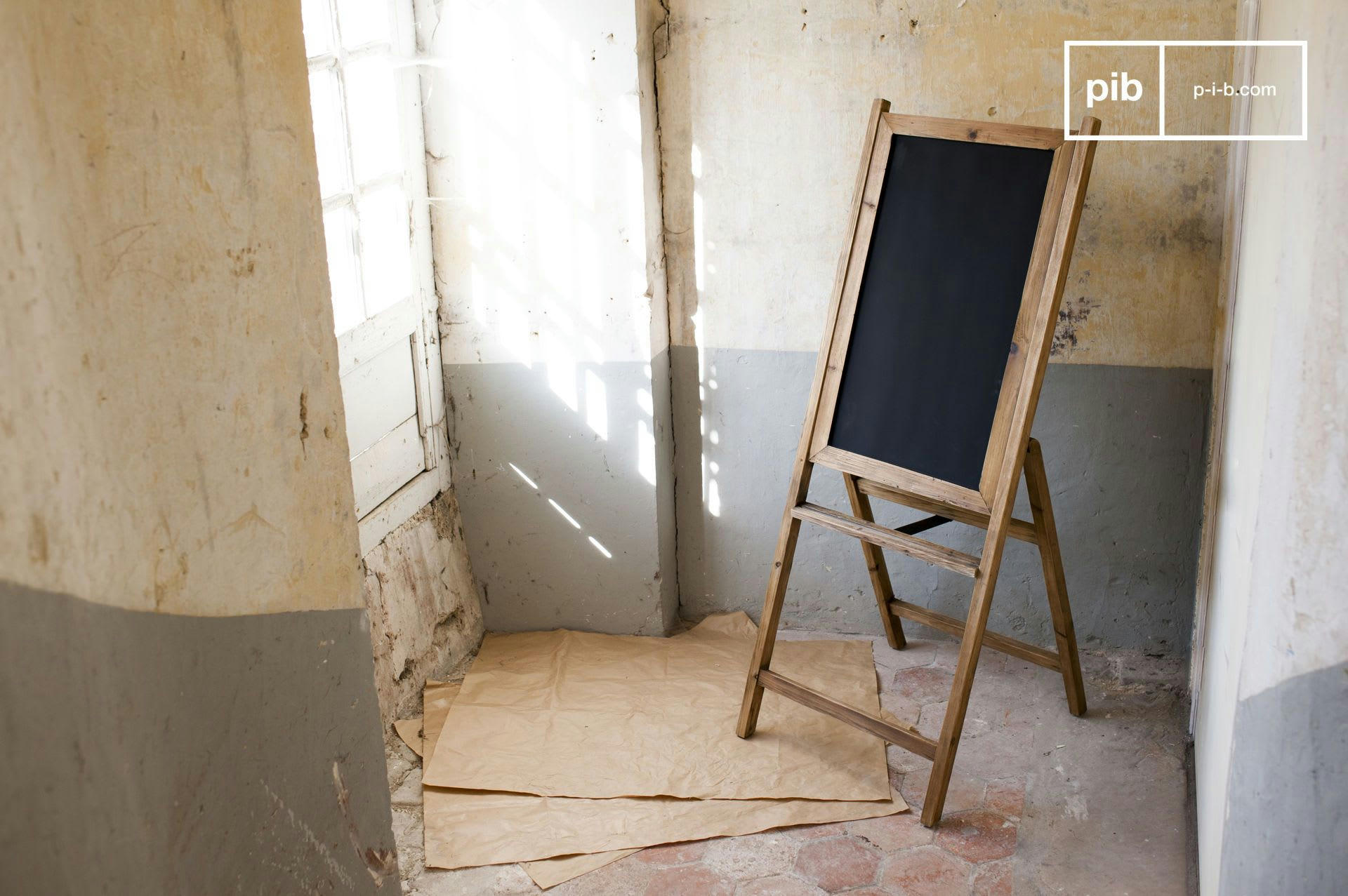 LEON - Grand tableau en bois noir