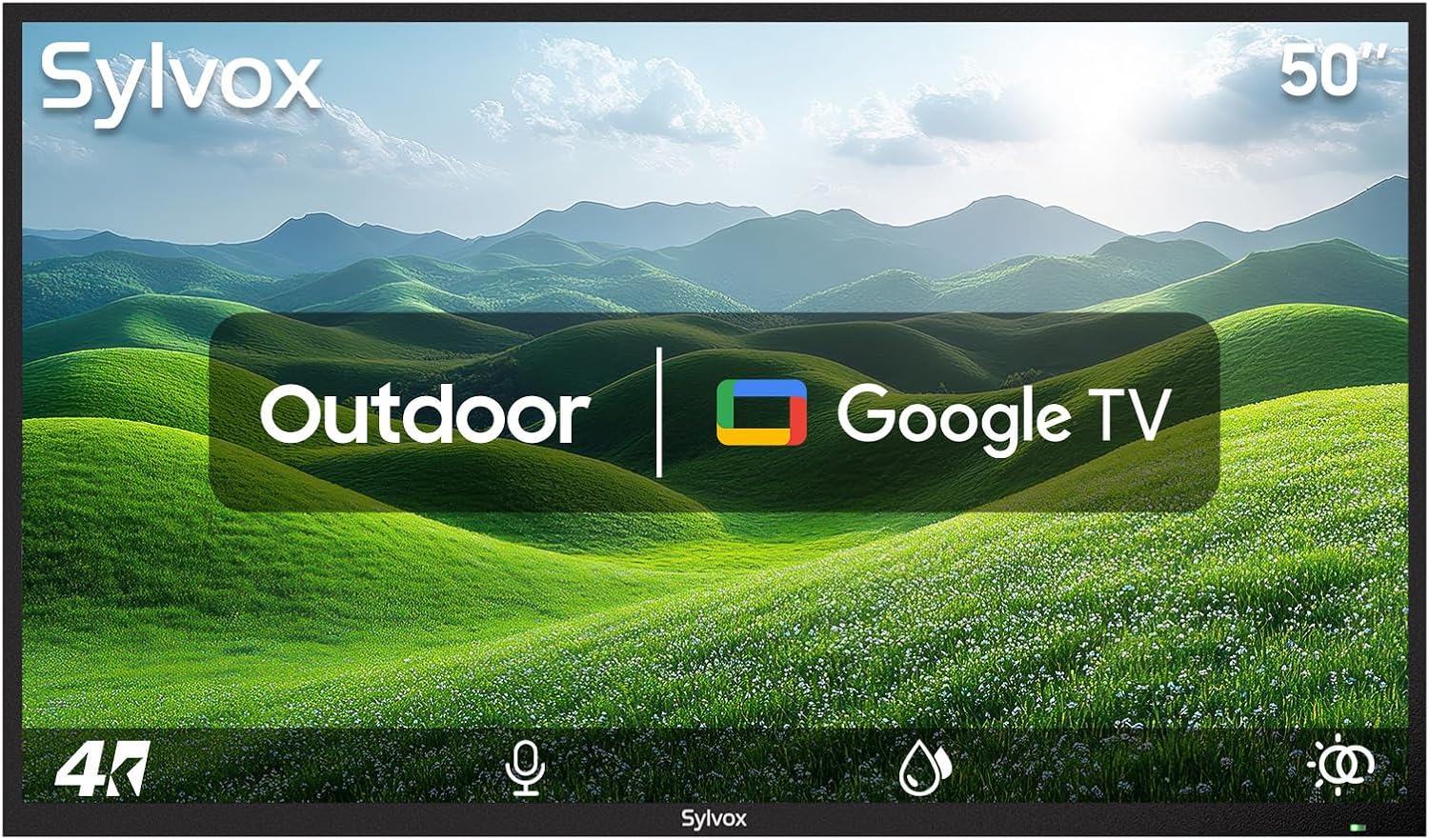 SYLVOX 50 Inch Outdoor Smart Television Weatherproof Google TV  4K 700NIT High Brightness Temperature Resistant IP55 Waterproof TVs  Anti-Scratch  Suitable for Partial Sun (Patio Series)
