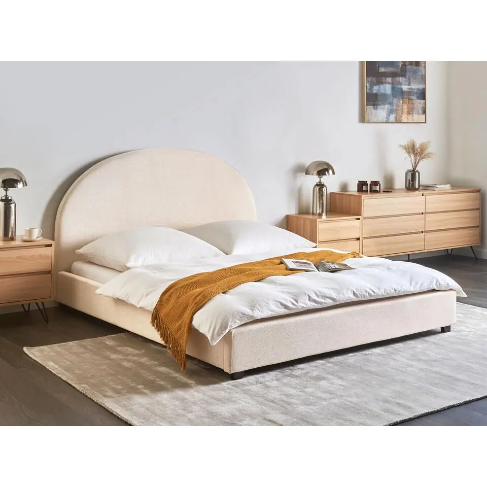 VAUCLUSE - Tweepersoonsbed - Lichtbeige - 160 x 200 cm - Polyester