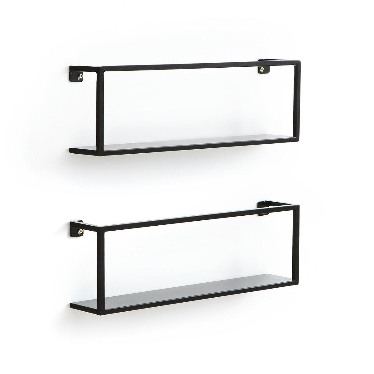 Lot de 2 étagères murales métal L50 cm, Hiba