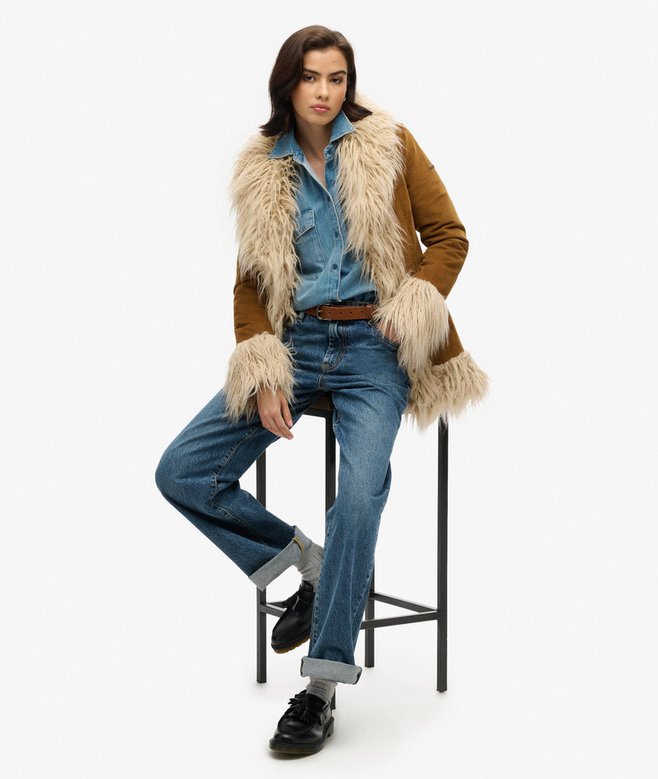 Faux Fur Lined Afghan Coat