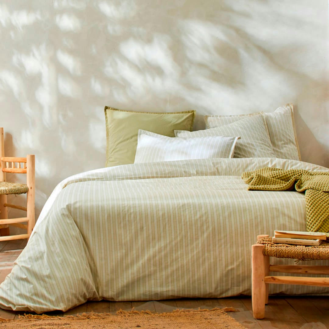 FN KERALA - Housse de couette en percale de coton organic 200x200 cm jaune