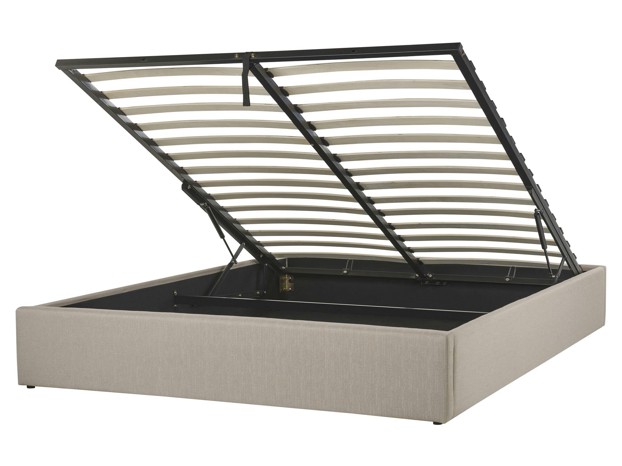 DINAN - Lit double en tissu beige 160x200