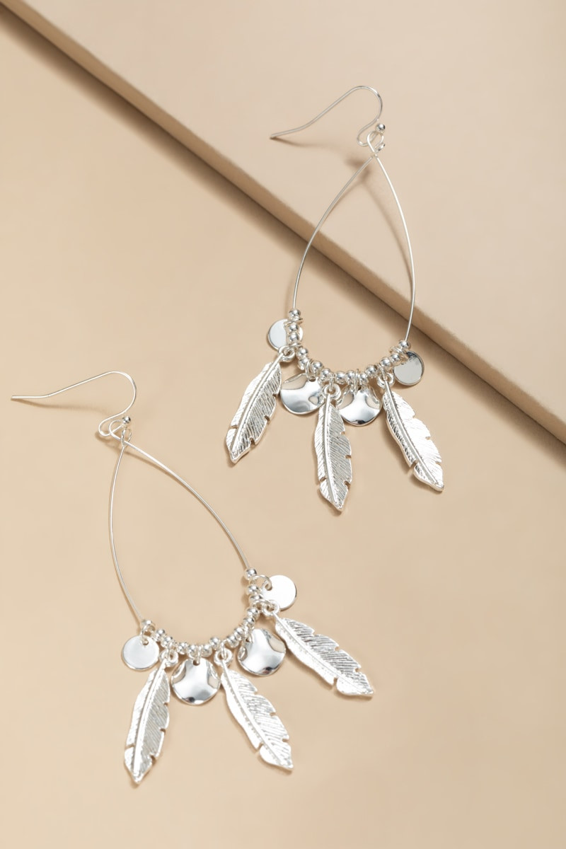 Hallie Shaky Leaf Charm Teardrop Earrings