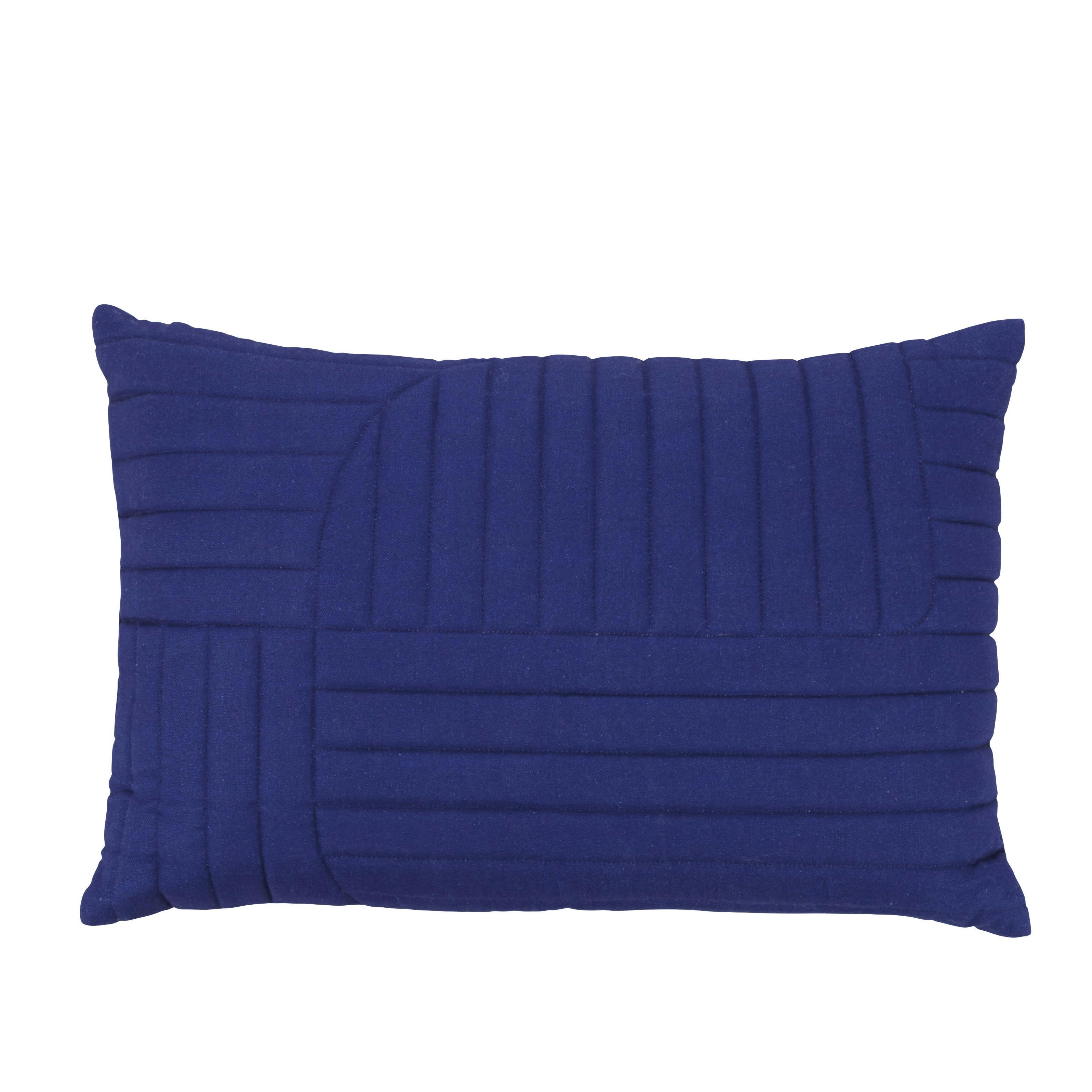 EVAN - Coussin en lin motif en relief bleu indigo 40x60