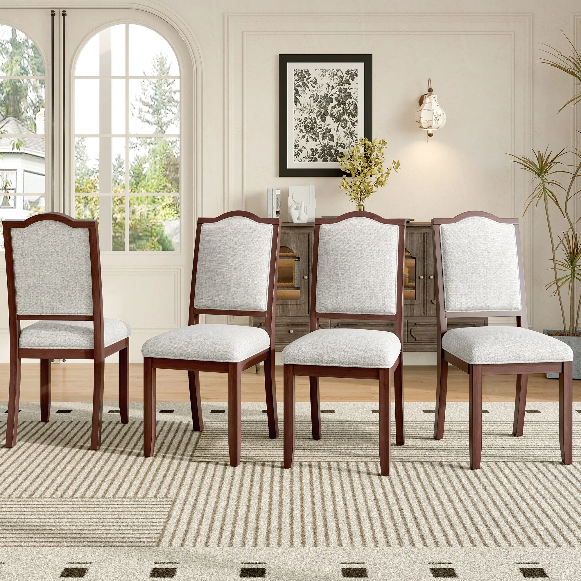 Farmhouse Dining Chairs Set of 4, Upholstered Dining Chairs with High Back, Modern Seating for Kitchen, Bedroom & Living Room