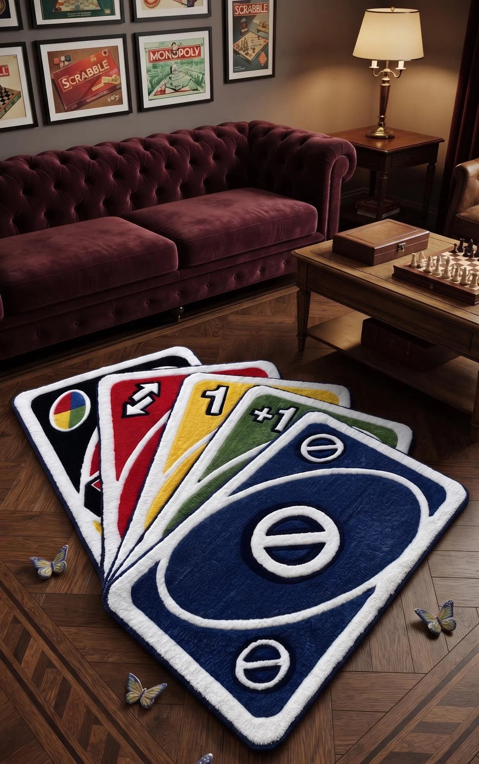 UNO Card Tufted Rug, Game Room Decor, Handcrafted Luxury Tufted Carpet, Colorful Card Aesthetic Floor Mat, Aesthetic Living Room Rug,