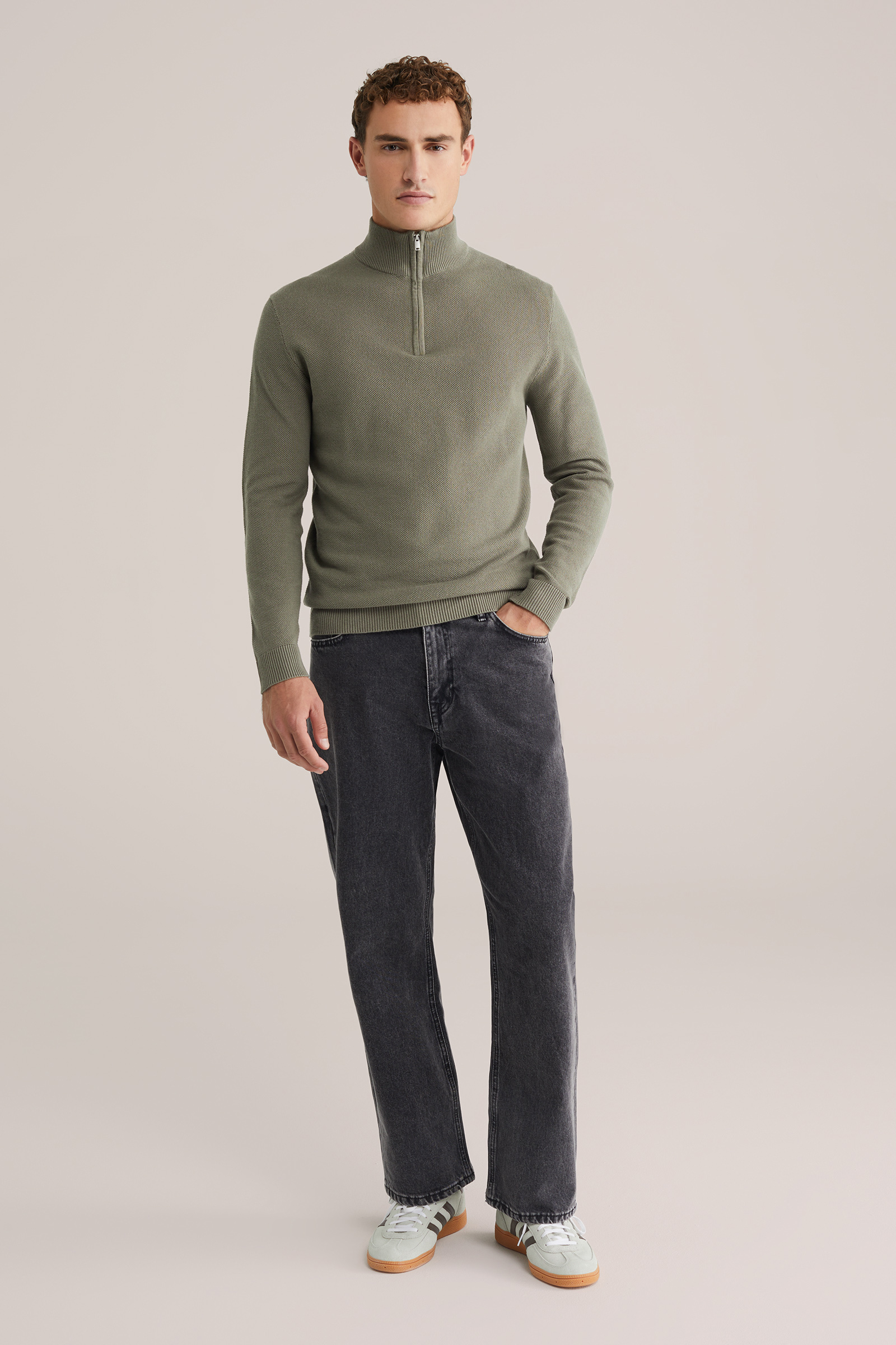 Heren Regular fit trui met quarter-zip