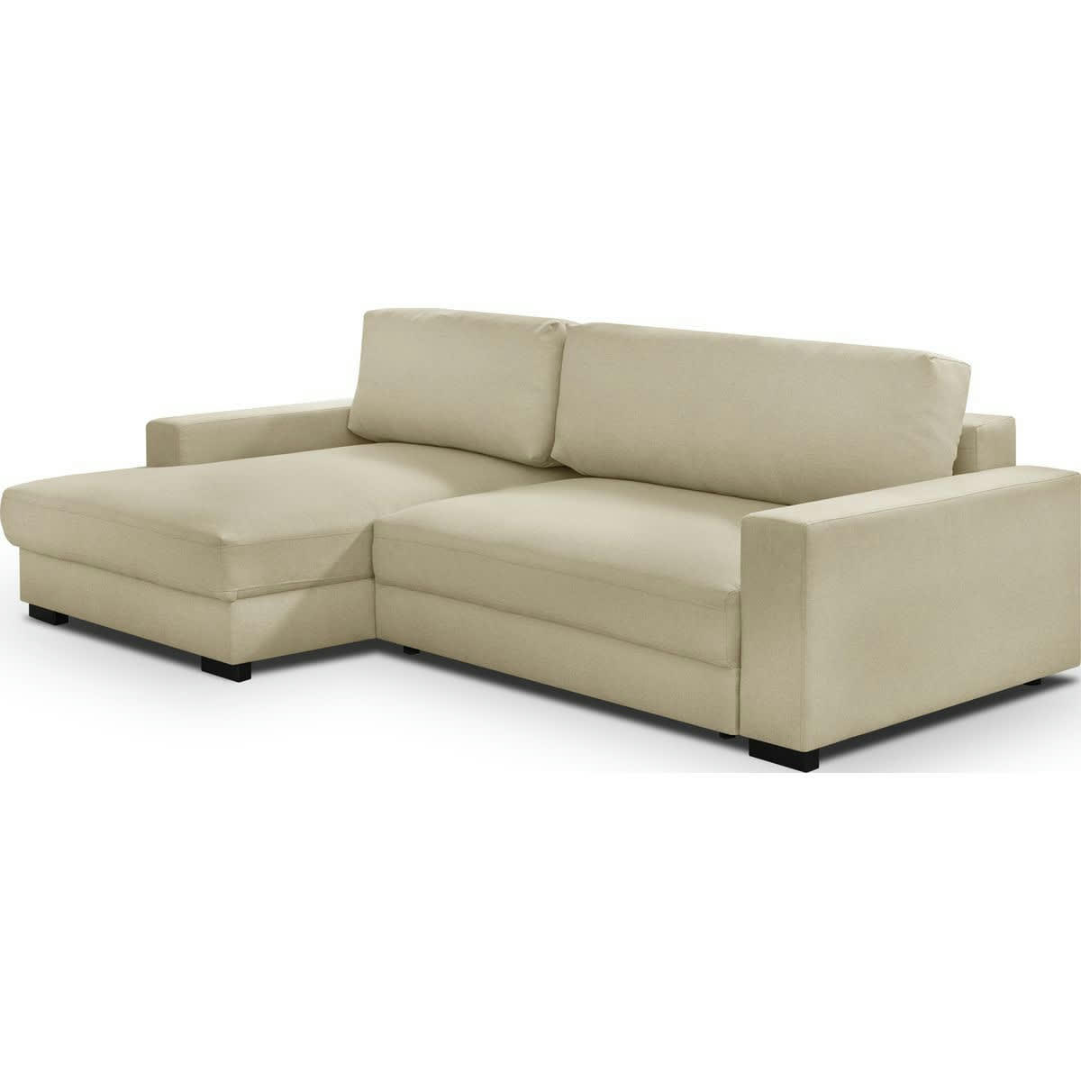 ARTY - Canapé d'angle à gauche convertible 3 places en tissu beige