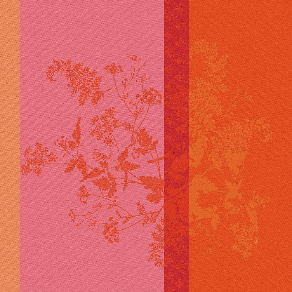 OMBELLES ROSE - Serviette  pur lin rose 54X54