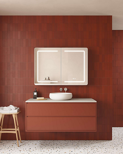 Armoire de toilette LED aluminium MANILLONS 2p miroir l. 100 cm H. 70 cm P. 14 cm - Gan