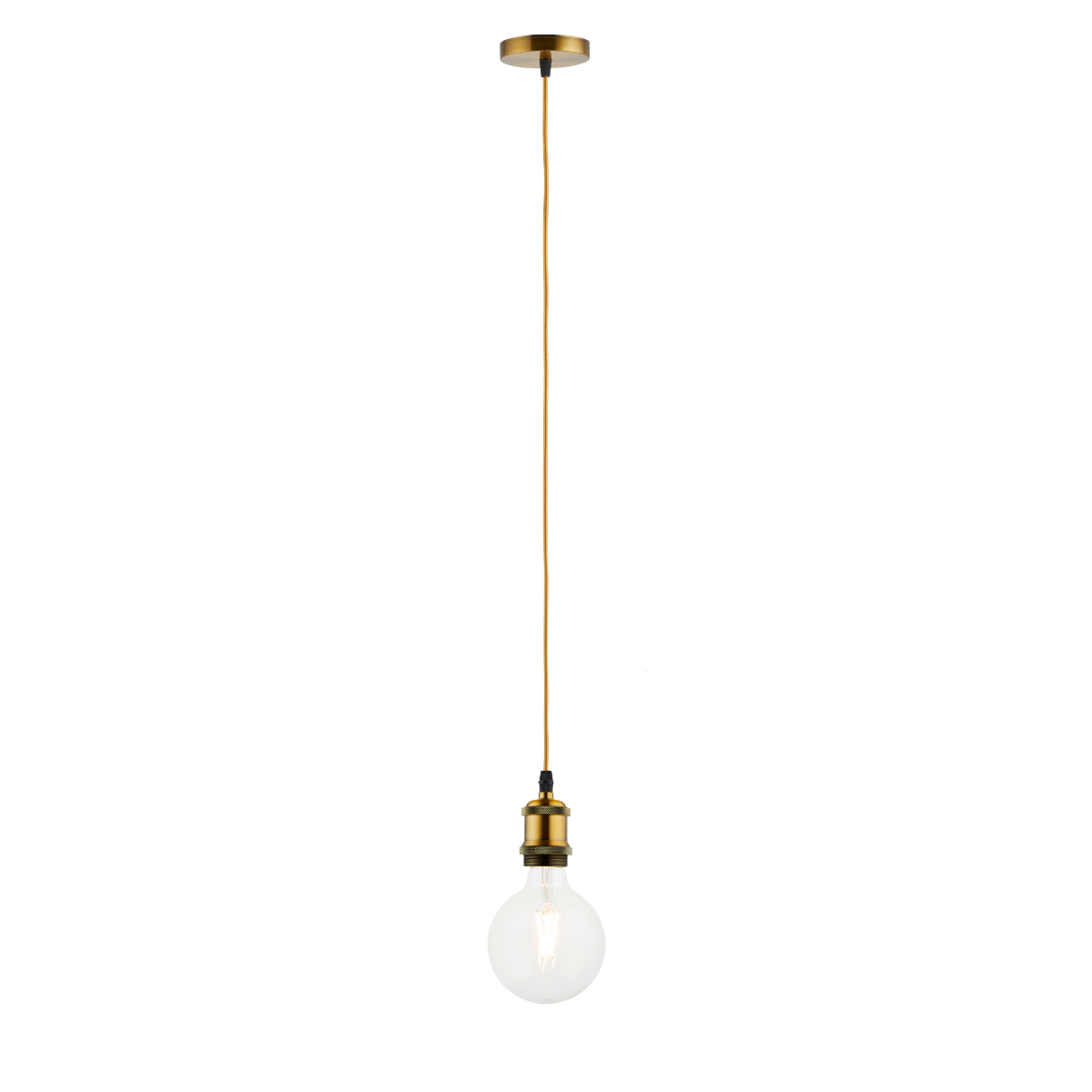 Lighto | Pendel Champagne Goud | Inclusief Lichtbron Helder | Vintage | 1.5m Snoer | Met Plafondkap