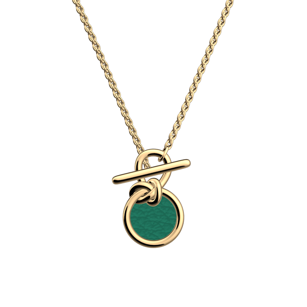 Collier Ariane, cuir réversible Vert Antique / égée