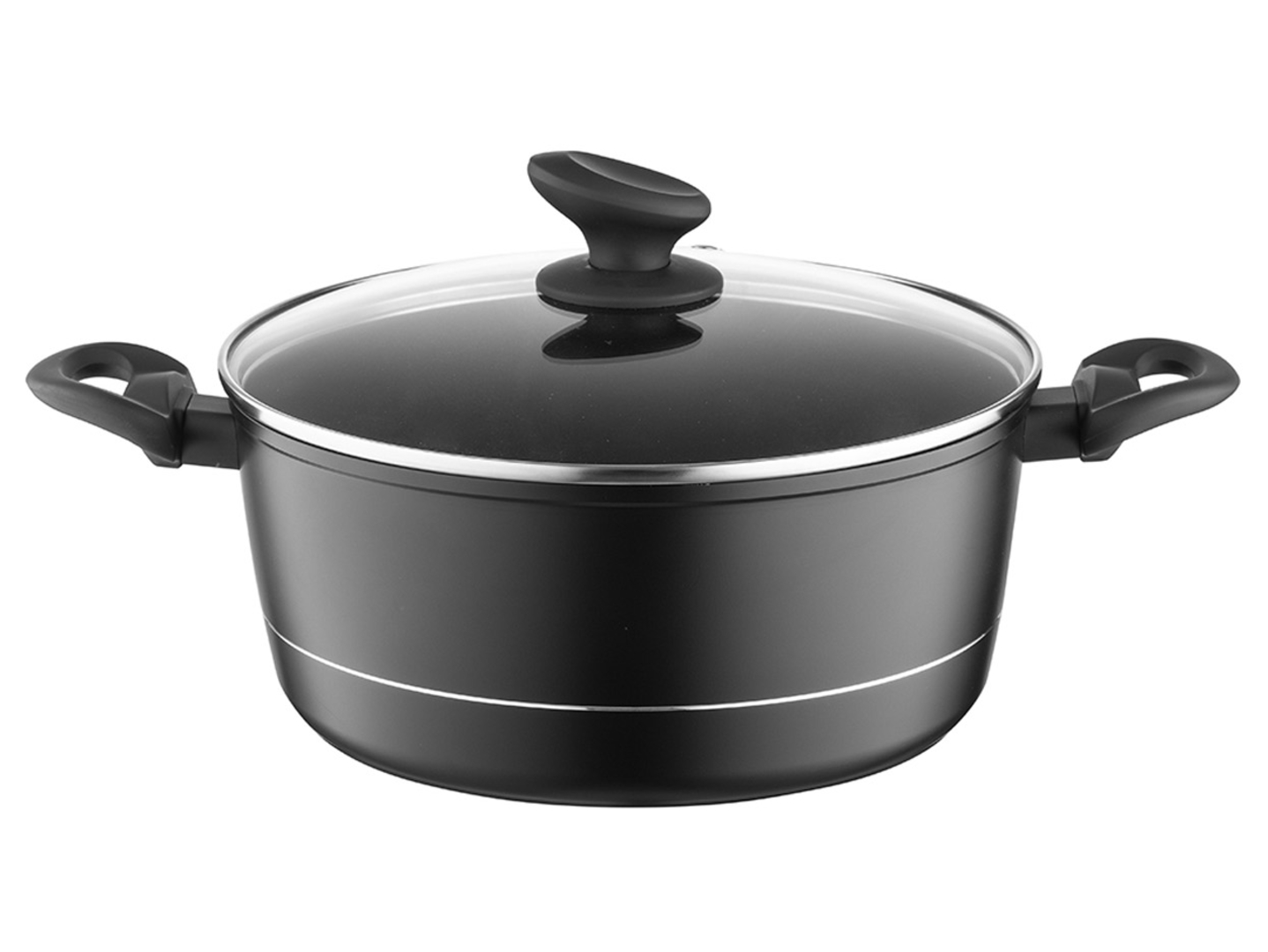 Garnek aluminiowy z pokrywką Delux 5,1 l czarny