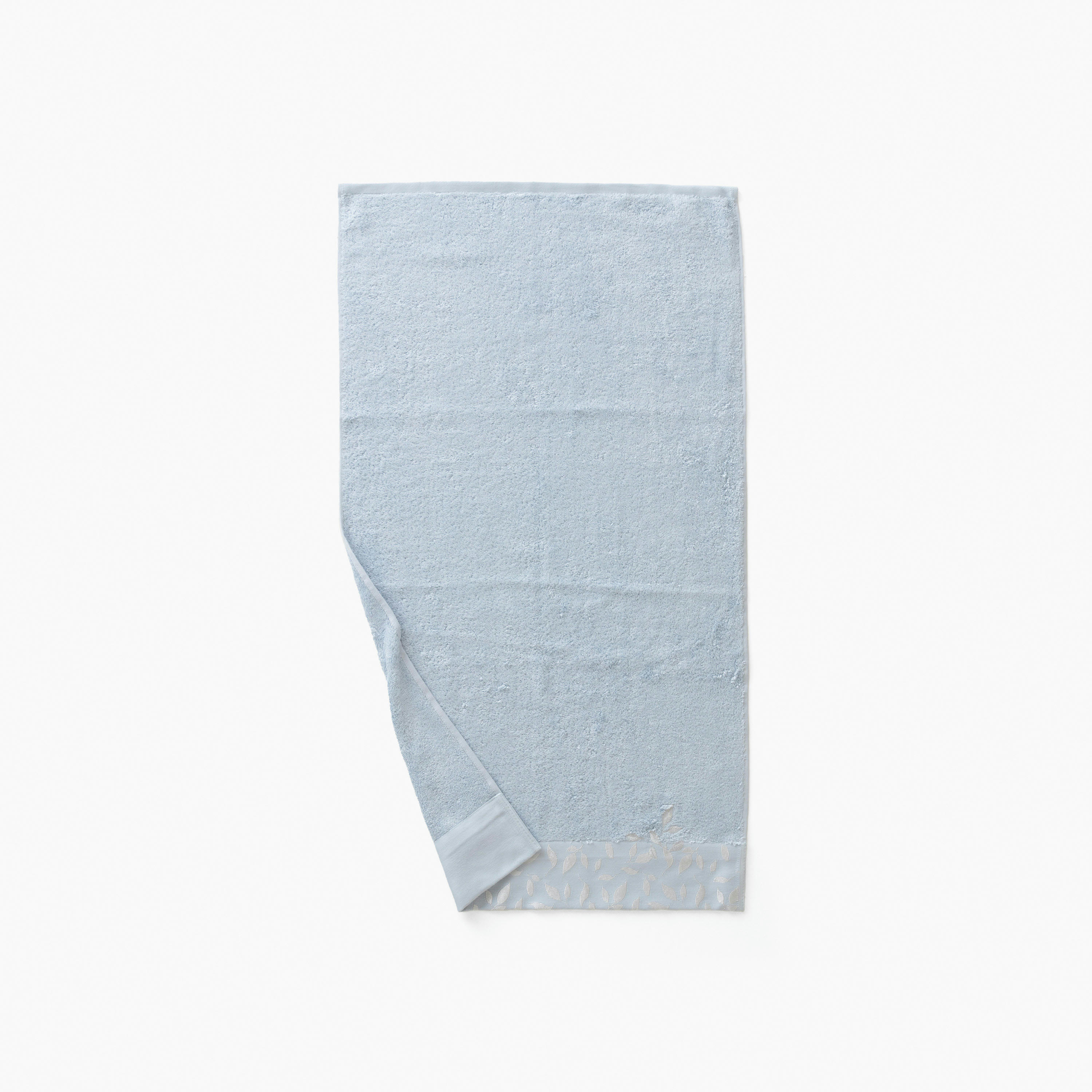 EQUINOXE - Serviette de toilette Bleu Givre brodé bouclette jacquard bleu 50x90