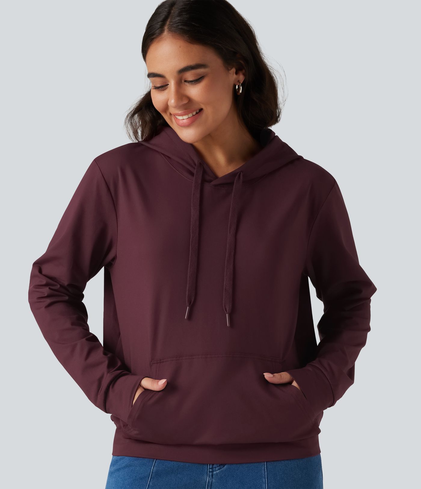 Sweat-shirt de détente à capuche, manches longues et poche kangourou