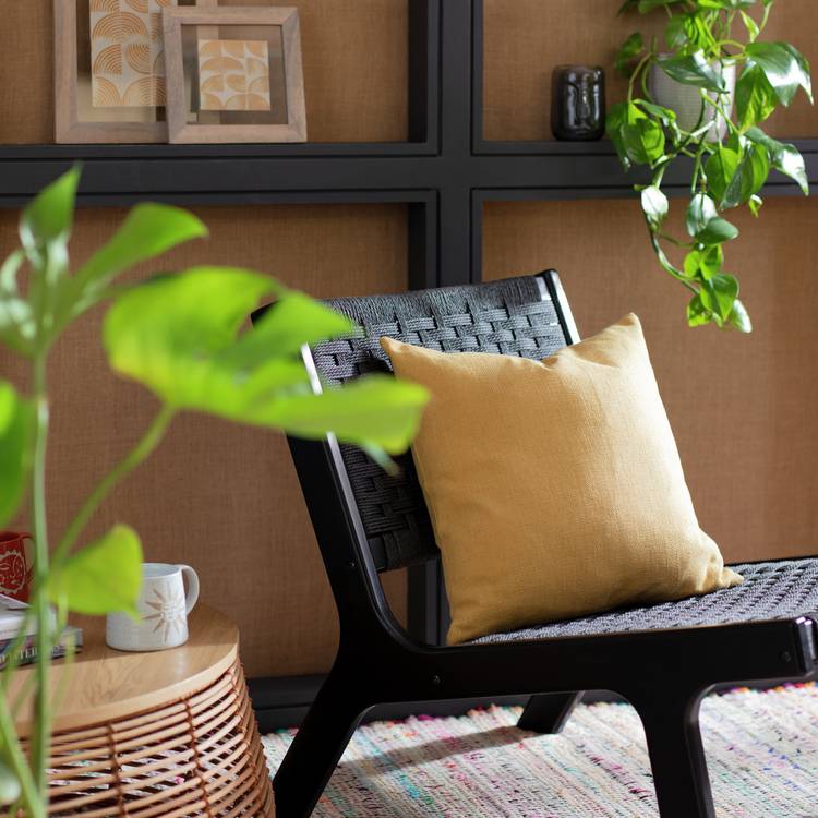 Habitat Basket Weave Cushion Cover -2 Pack -Mustard- 43x43cm