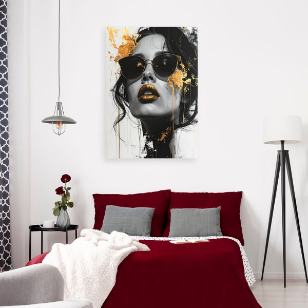 Obraz na płótnie do salonu sypialni, Kobieta Glamour Złoto 20x30