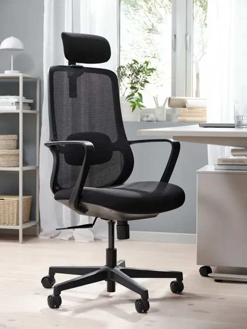 Kontorstol KARLSLUNDE sort mesh/sort stof