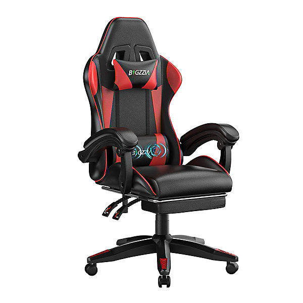Chaise Gaming avec Fonction Massage et Repose-Pieds, Ergonomique Chaise de Gaming Ergonomique avec Coussin Lombaire Massant