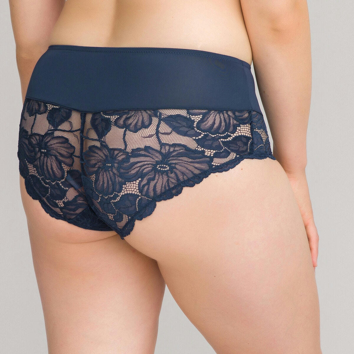 Culotte haute en microfibre et dentelle