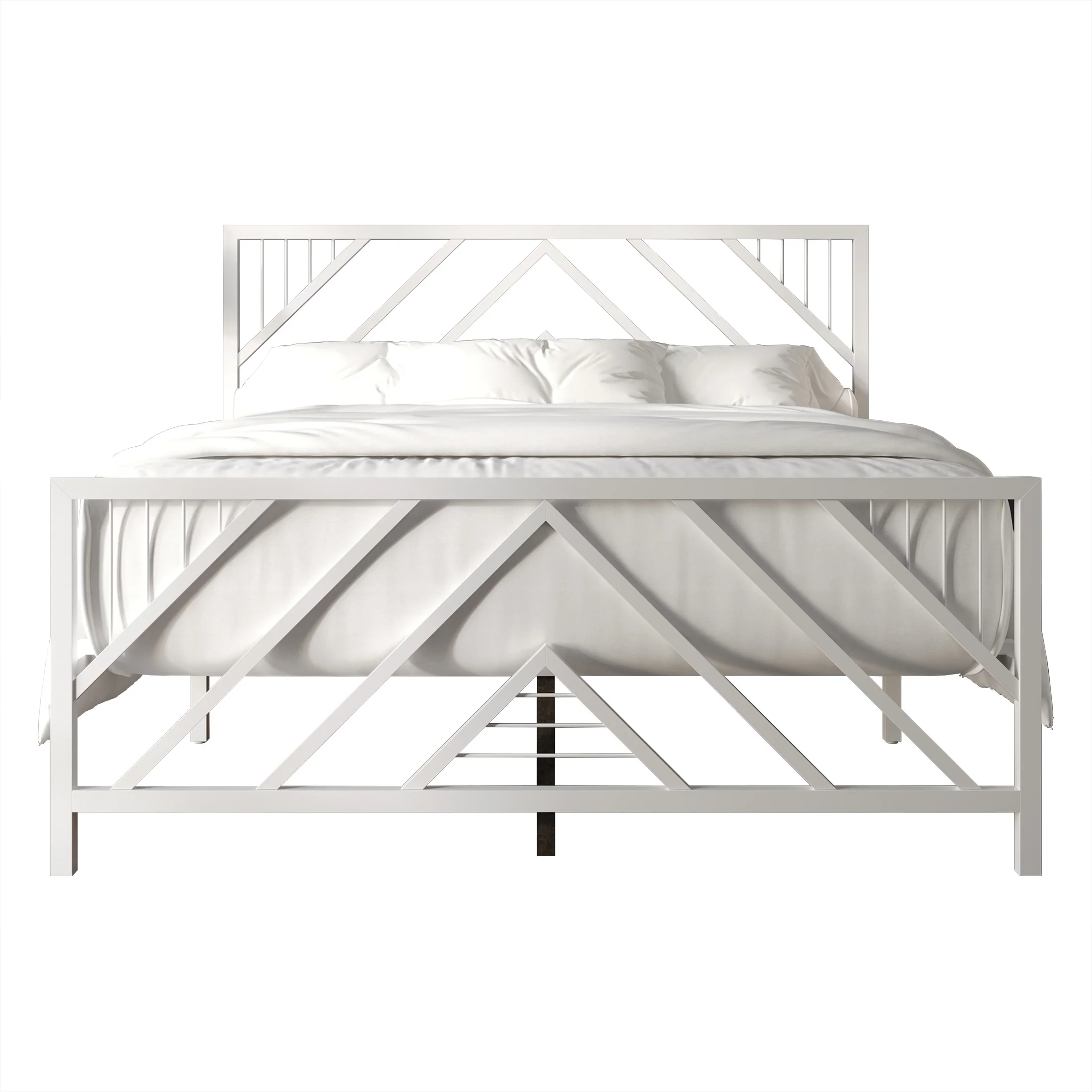 CraftPorch Classic Geometric Slat Metal Platform Bed