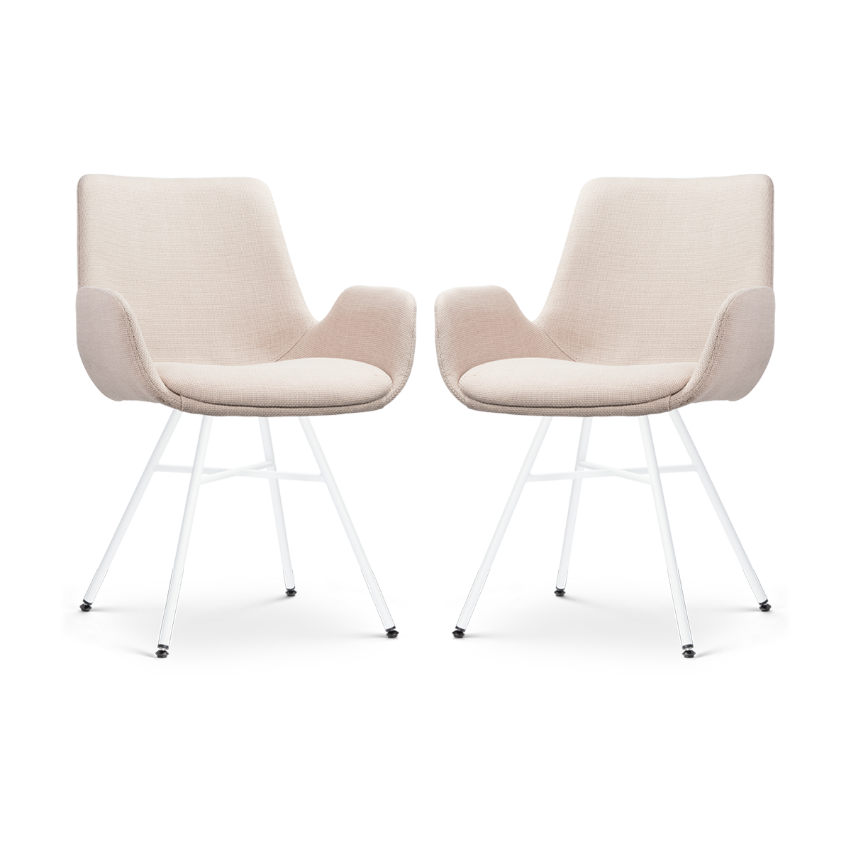 Nolon Noa-Eef Eetkamerstoelen Set van 2 - Beige - Witte Poten