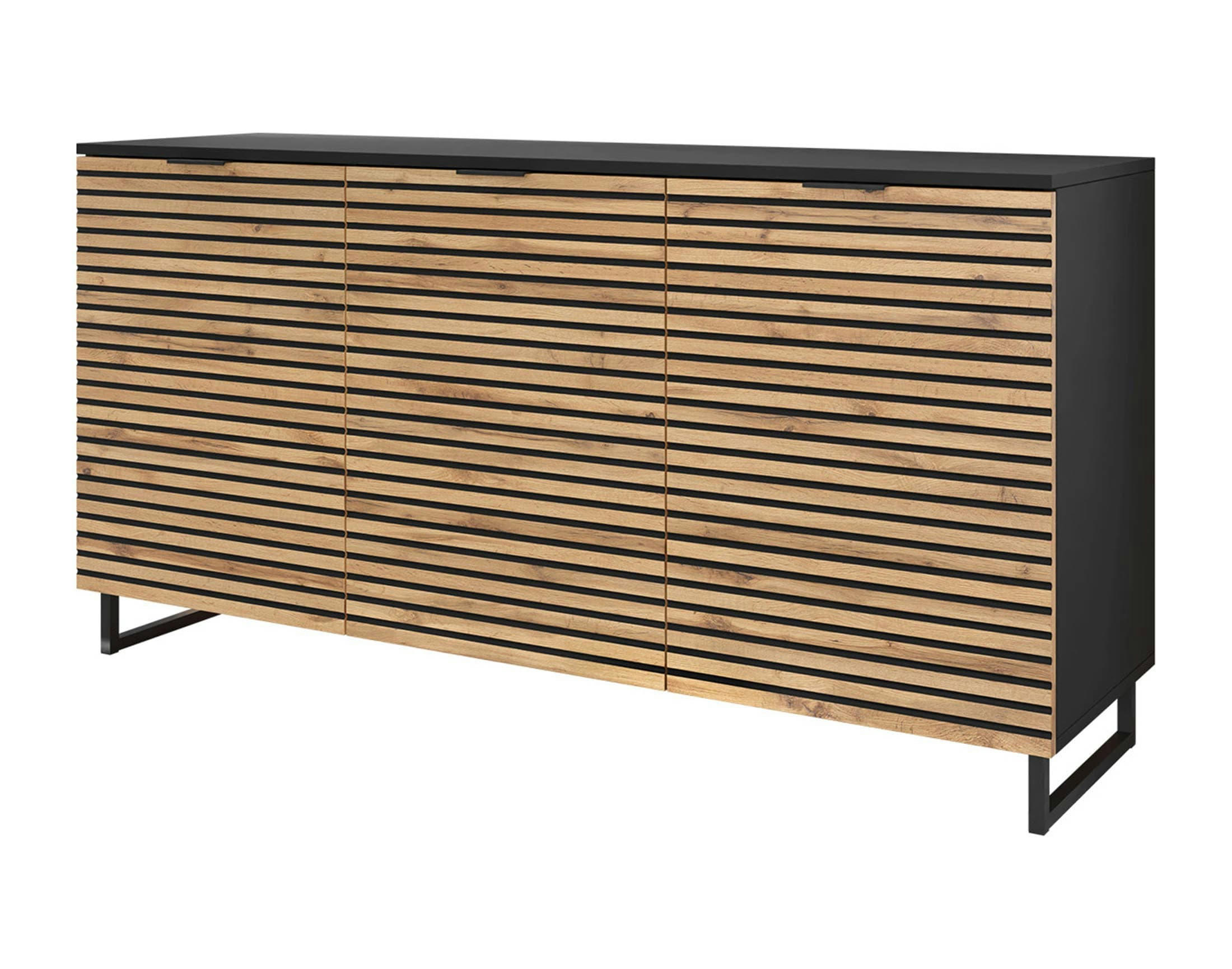 OLYMPIE - Buffet bas contemporain 150 cm noir / bois