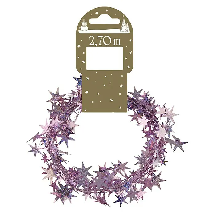 GIRLANDER MED STJERNER 270CM ROSA