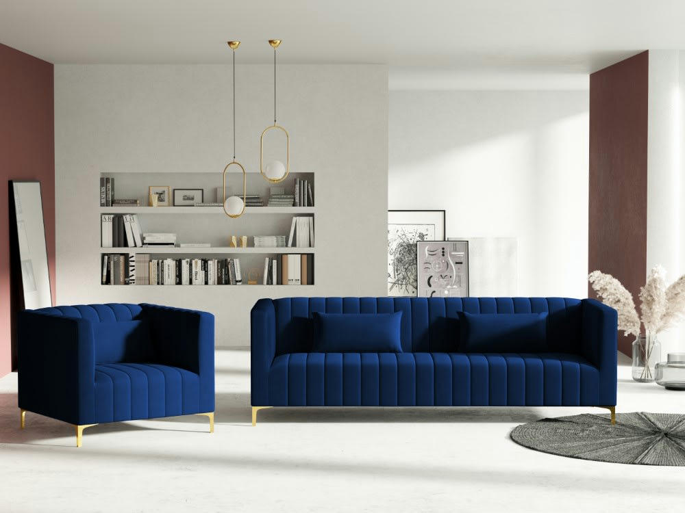 ANNITE - Fauteuil en velours bleu roi