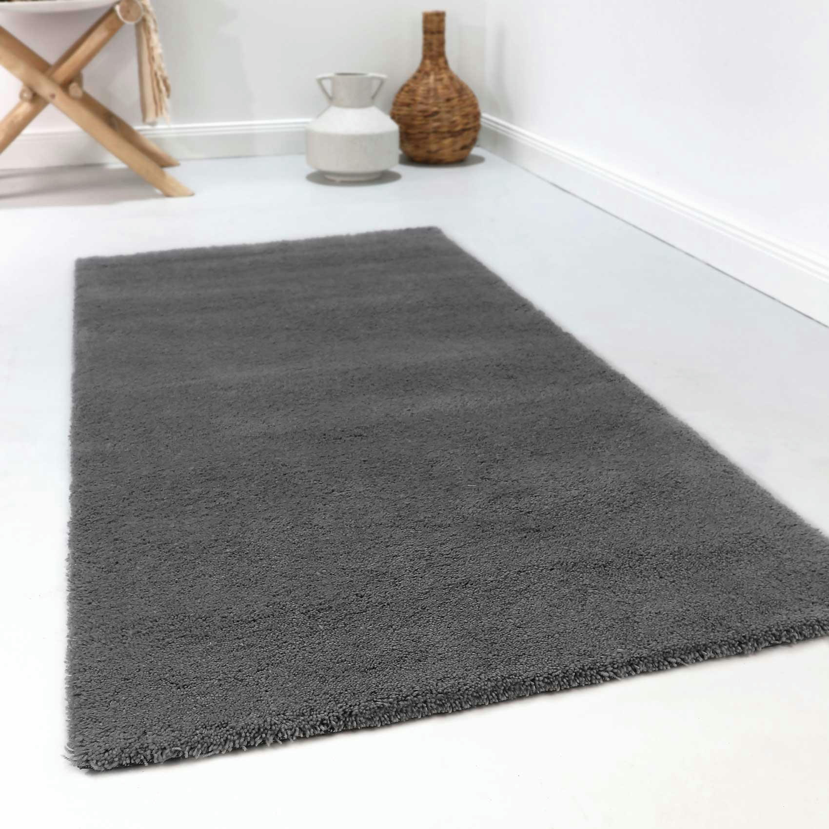 GREENWOOD RUG - Tapis à poil court pure laine vierge gris foncé 120x180