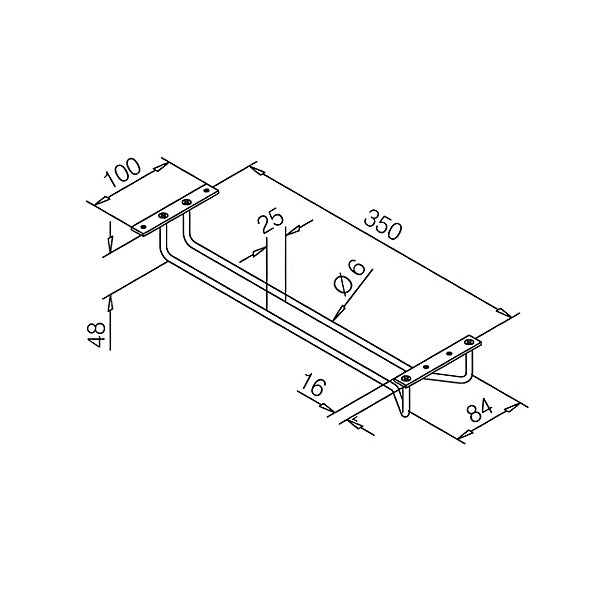 2 x Support pour verre à pied - Lg 350 mm - aspect inox brossé