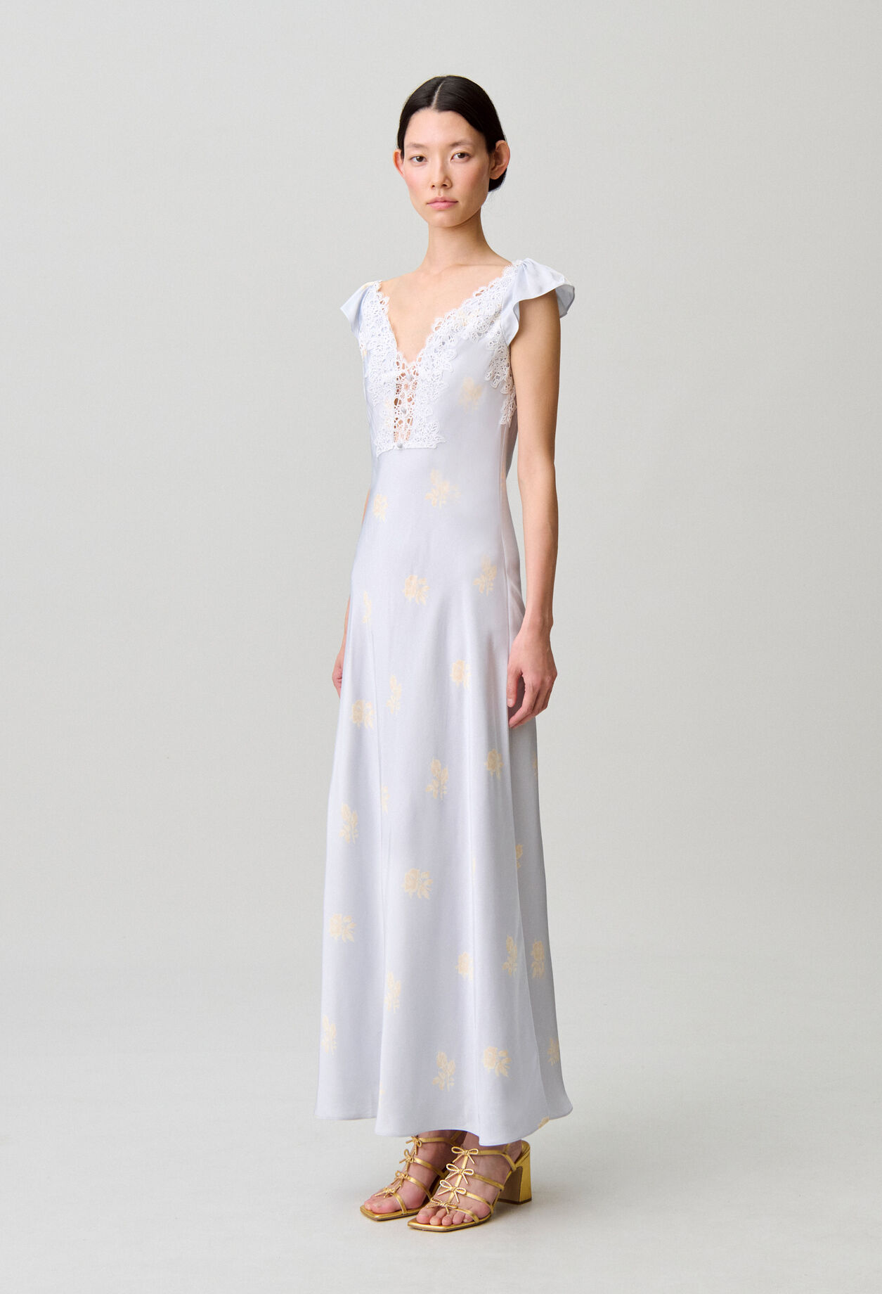 Robe satin fleurs
