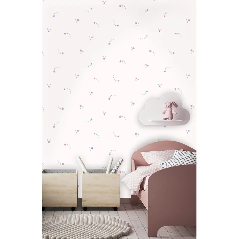 Dutch Wallcoverings - Make Believe Shooting Stars roze - 0,53x10,05m
