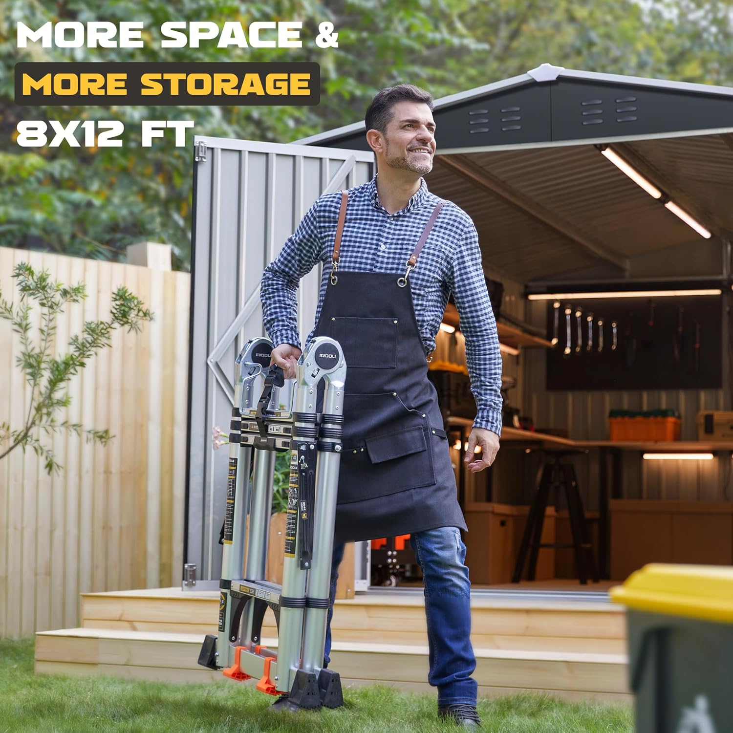Polar Aurora 8 x 12 FT Outdoor Storage Shed  Metal Garden Shed with Updated Frame Structure  Tool Sheds for Backyard Garden Patio Lawn Black