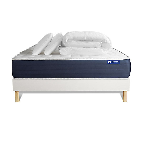 Pack sommier kit matelasLatex et mémoire de forme avec couette et oreillers