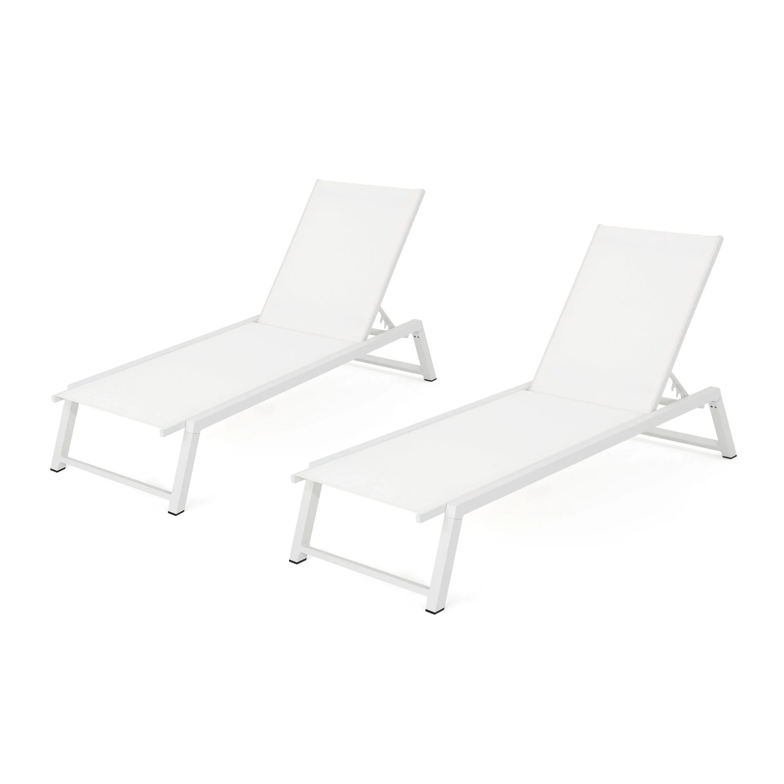 Ergonomic Adjustable Outdoor Chaise Lounge Set of 2 Armless Mesh Recliner for Poolside Garden Beach