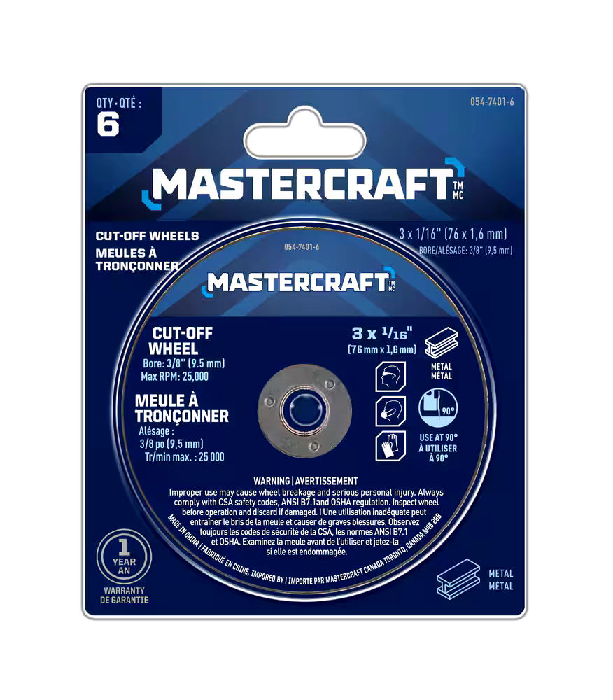 Mastercraft 3 x 1/16-in Aluminum Oxide Cut off Wheels for Metal, 6-pc