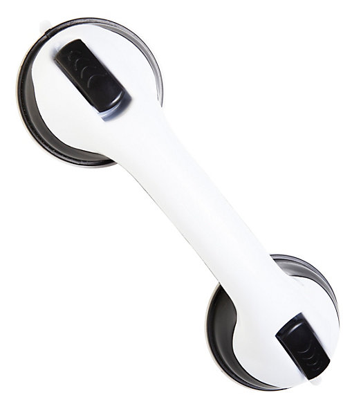 Barre d'appui à ventouse, adaptée aux PMR, blanc et noir, Godonnier