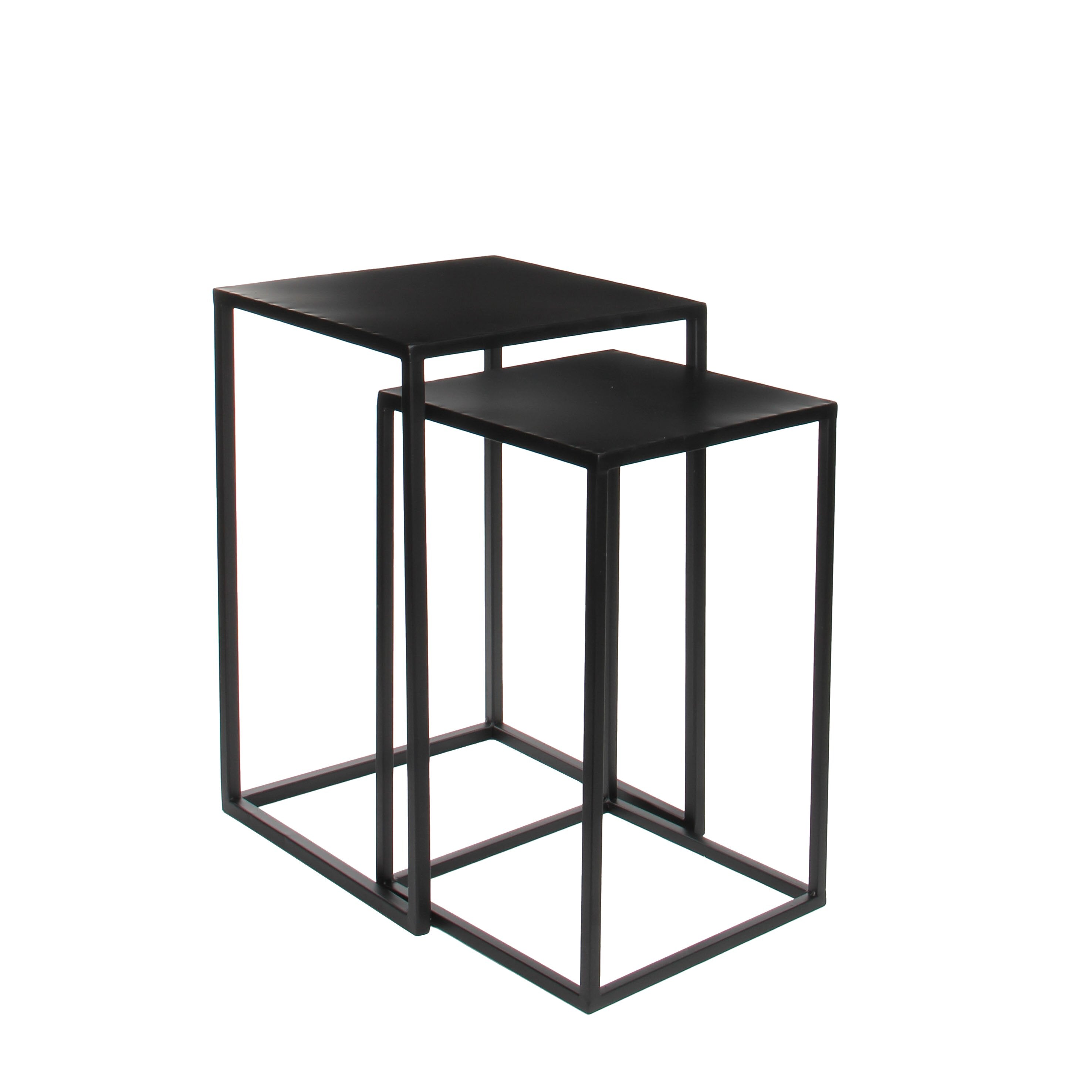 Mica Decorations Goa Bijzettafel - Set van 2 - L35 x B35 x H55 cm - Metaal - Zwart