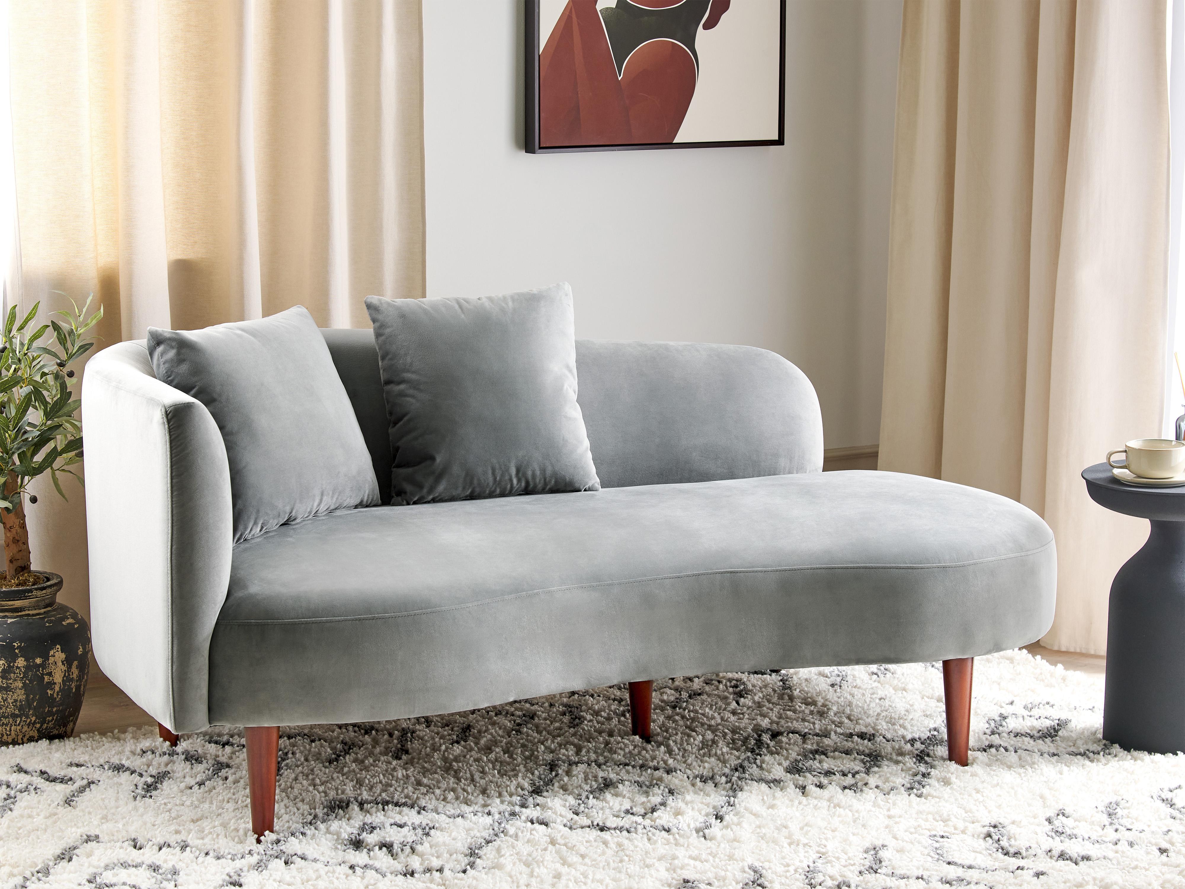Left-Hand Chaise Longue CHAUMONT Velvet Light Grey