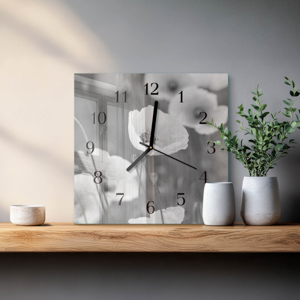Zegar nowoczesny 30x30 Maki nowoczesny na ścianę