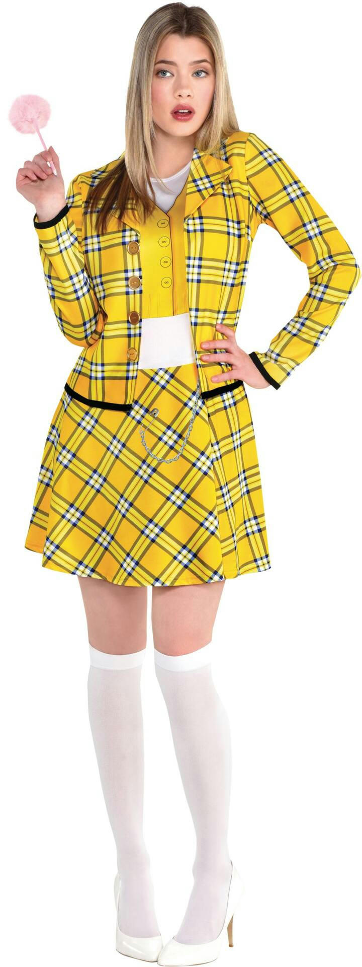 Clueless Cher Horowitz Clueless Accessory Kit with Dress & Fuzzy Pen, Yellow/Black Plaid, 2-pk, Halloween Costume