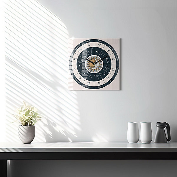 Horloge murale Wallfluent 30x30 cm Aiguilles noires Constellations et zodiaque 1 pcs