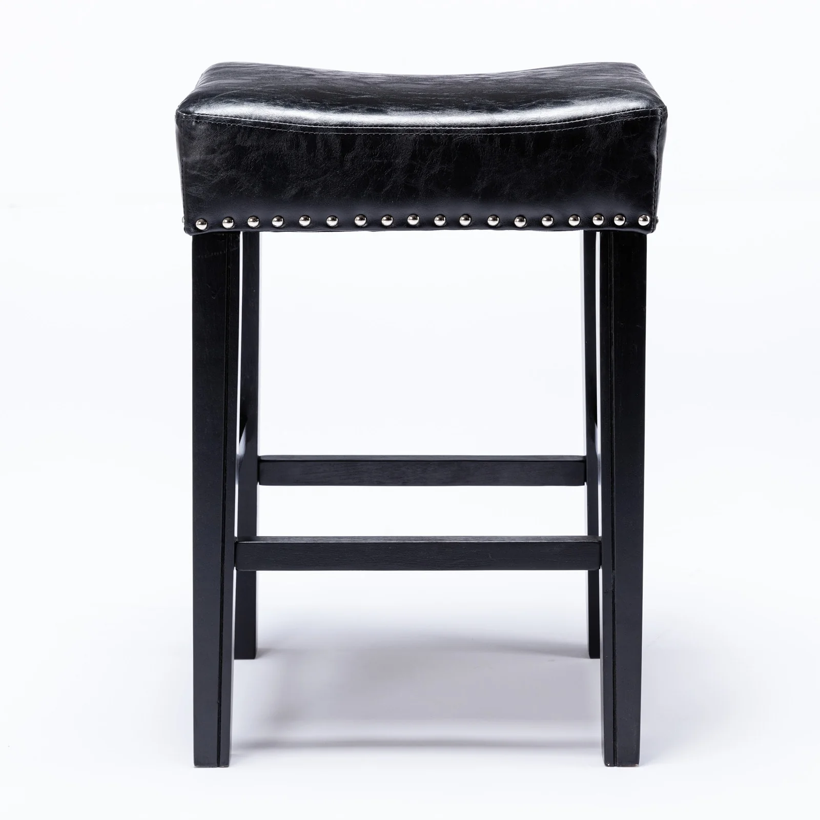 26 Bar Stools with Nailhead Trim and Footrest, Set of 2, Black