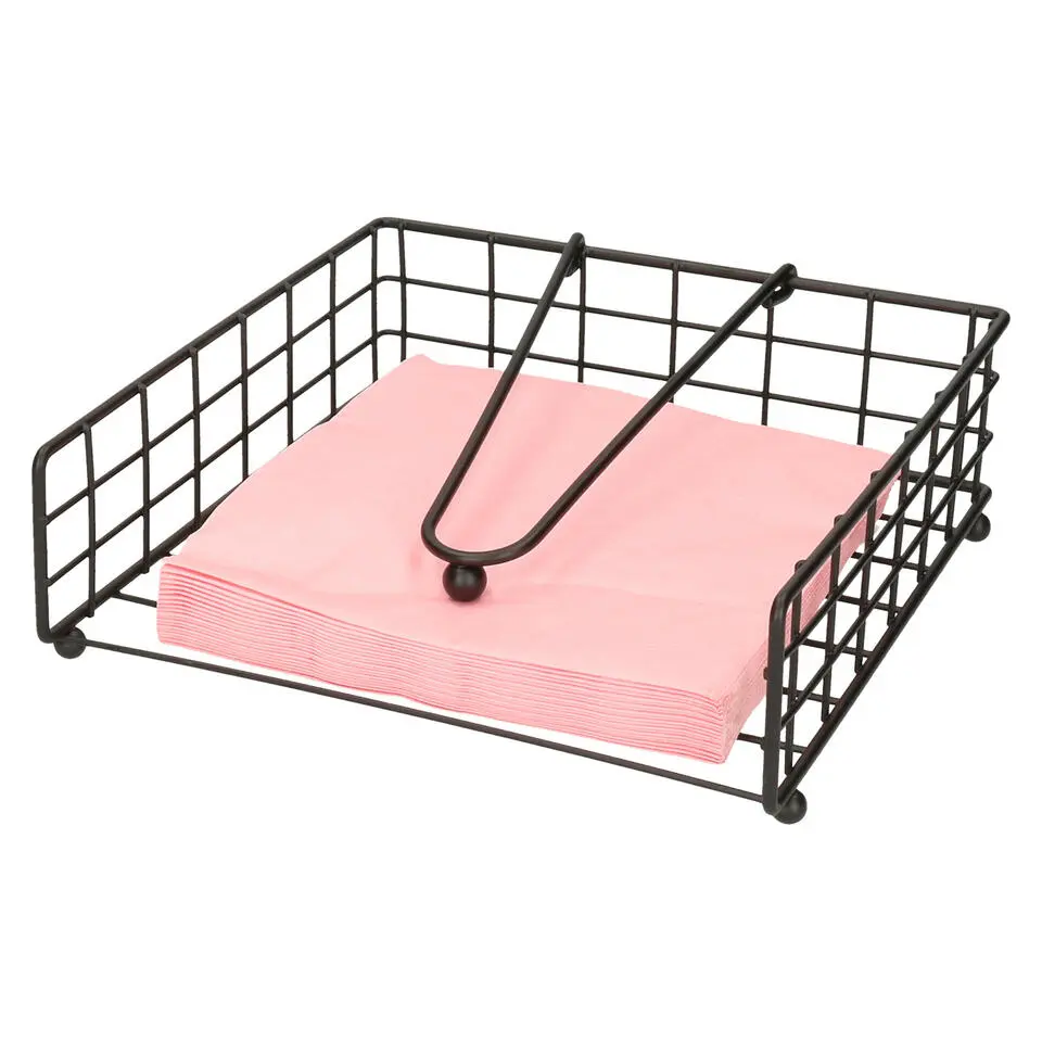 Artex Servettenhouder met stop - zwart - metaal - 21 cm