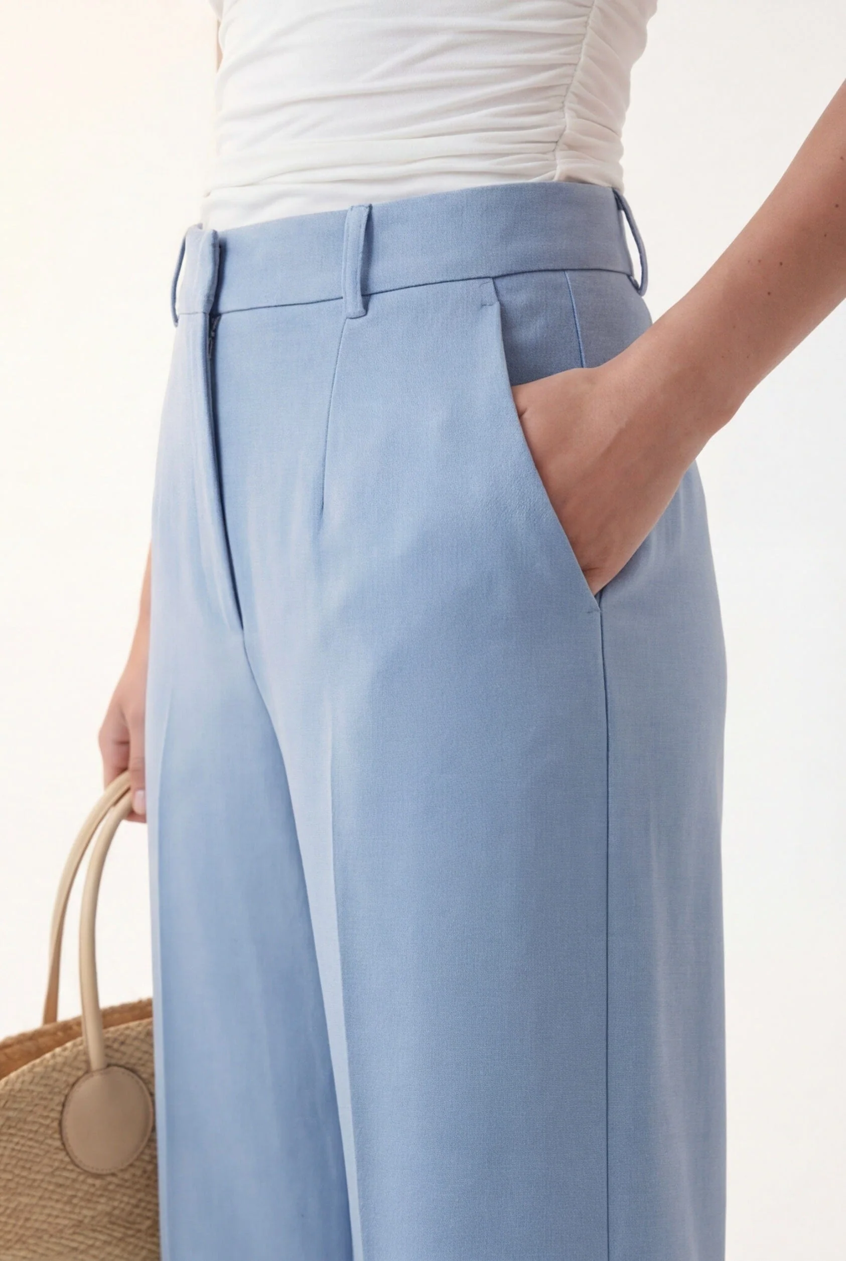 PANTALON TAILLE HAUTE - CLEO - AZUR