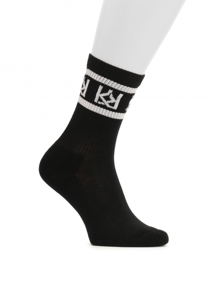 Black combed cotton socks
