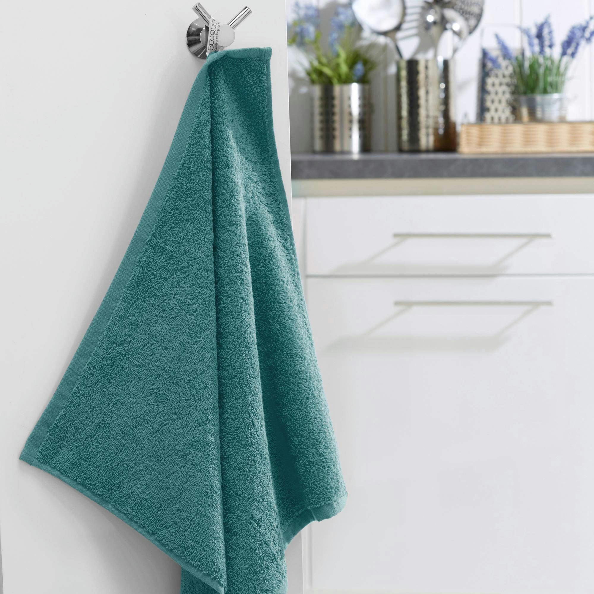 PRATIK - Lot de 2 essuie-mains 50x50 bleu paon en coton