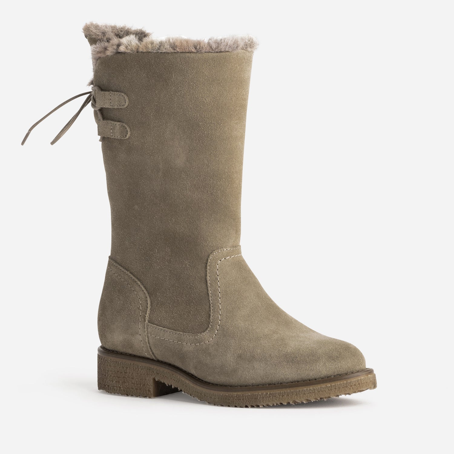 Botte taupe cuir velours fourré